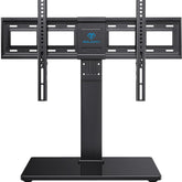 PERLESMITH front view of universal TV stand showing sleek profile and stability