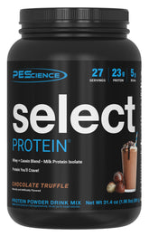 PEScience front packaging showing Chocolate Truffle and 27 servings, convenient and clear