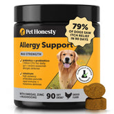 Pet Honesty bottle front view showing product and clear use benefits