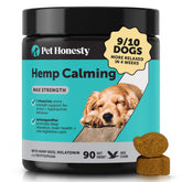 Pet Honesty front packaging showing 90-count duck-flavored calming chews for easy dosing