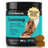 Pet Honesty front packaging showing 90-count calming chews and benefits