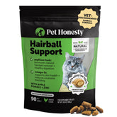 Pet Honesty front packaging showing hairball treat benefits and 90-day supply