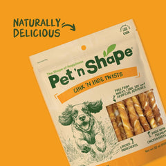 Pet 'n Shape chicken wrapped around rawhide close-up highlighting real protein