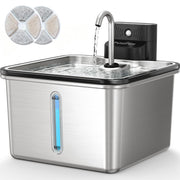 PETALPAW front view stainless steel fountain shows hygienic design and durability