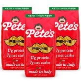 Pete's Pasta front packaging showcasing low carb benefit