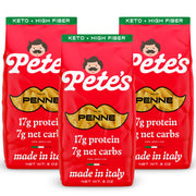 Pete's Pasta front packaging showcasing low carb benefit