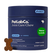 PetLab Co envase frontal de 30 masticables, presentación clara y conservación