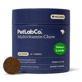 PetLab Co. front packaging showing pork-flavor chews and clear ingredient callouts for convenience