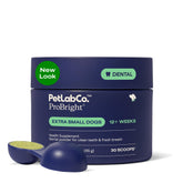 PetLab Co. front packaging showing ProBright XS and 30 scoops for easy identification