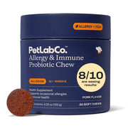 PetLab Co. vista frontal del paquete mostrando 30 masticables y beneficios