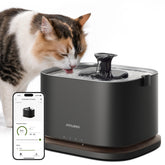 PETLIBRO vista frontal con bandeja de acero, aspecto higiénico y duradero