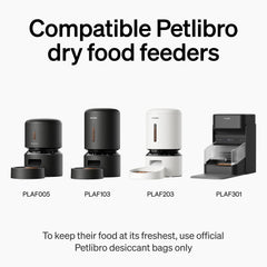 PETLIBRO sobre desecante cerrado en primer plano ayuda a mantener seco el alimento