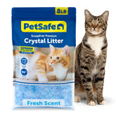 PetSafe empaque frontal mostrando bolsa de arena cristal y beneficio control de olores