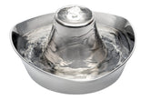 PetSafe front view of stainless pet fountain showing compact design and easy access