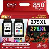 PFKink embalaje frontal mostrando kit 275XL y 276XL, ventaja: reemplazo inmediato