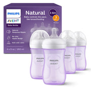 Philips Avent front view of four 9oz bottles showing pack and color, clear convenience