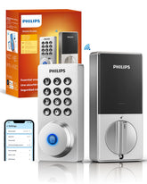 PHILIPS vista frontal de cerradura Wi‑Fi mostrando diseño moderno y seguridad