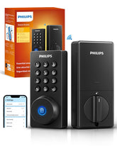 PHILIPS front view of deadbolt installed showing secure modern design and curb appeal