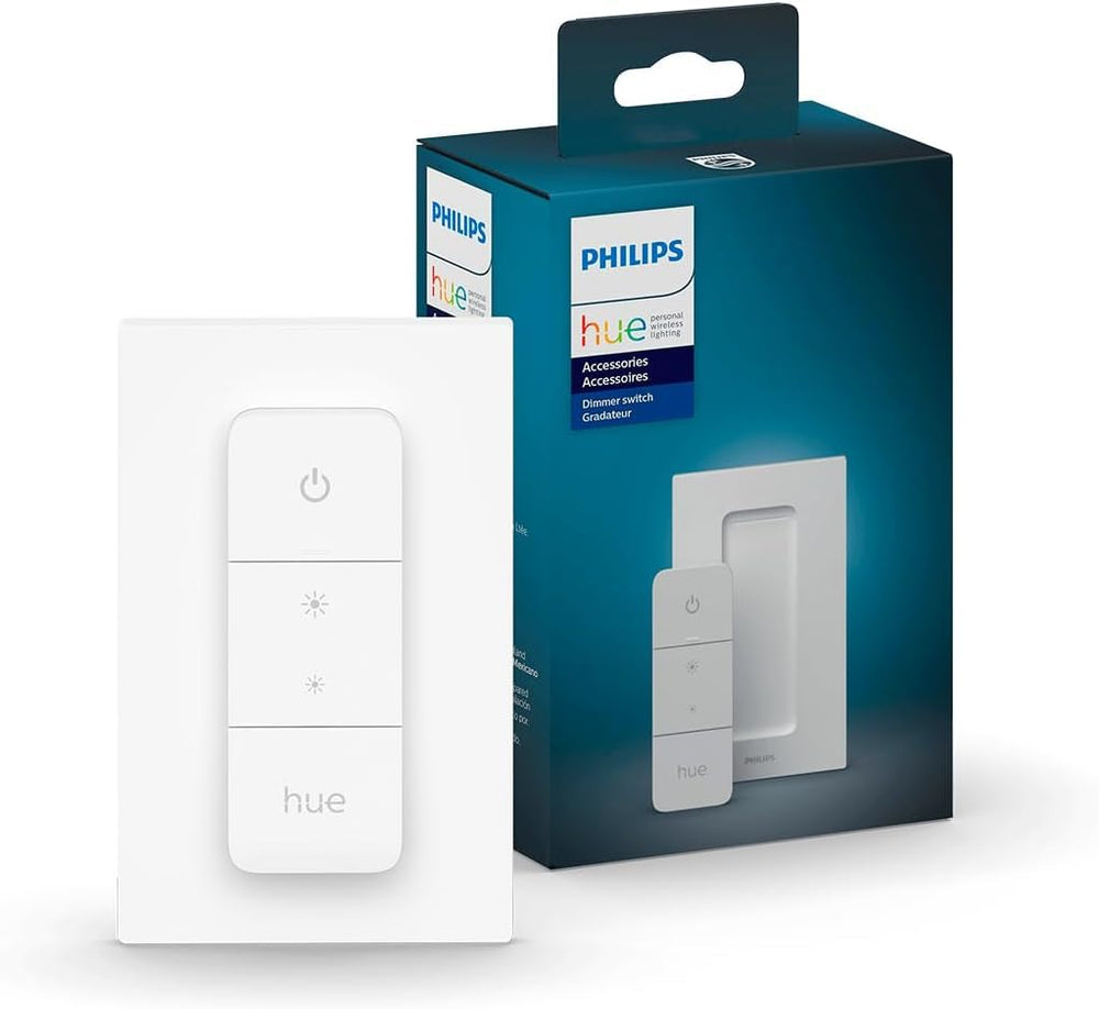 Philips Hue vista frontal del interruptor y caja, control inmediato