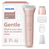 PHILIPS afeitadora frontal mostrando diseño compacto y beneficio maniobrabilidad