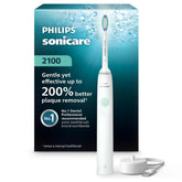 Philips Sonicare front view showing slim white handle and ergonomic grip benefit easy cleaning