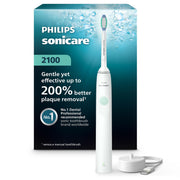 Philips Sonicare front view showing slim white handle and ergonomic grip benefit easy cleaning