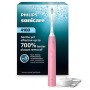 Philips Sonicare 4100 front view showing Deep Pink finish and slim handle, easy daily use