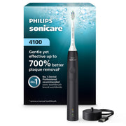 Philips Sonicare 4100 black handle front view showing sleek design and easy grip benefit
