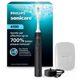 Philips Sonicare 4100 handle front view showing ergonomic grip and sleek black finish benefit comfortable brushing