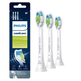 Philips Sonicare vista frontal del pack de 3 cabezales blanco, repuesto efectivo
