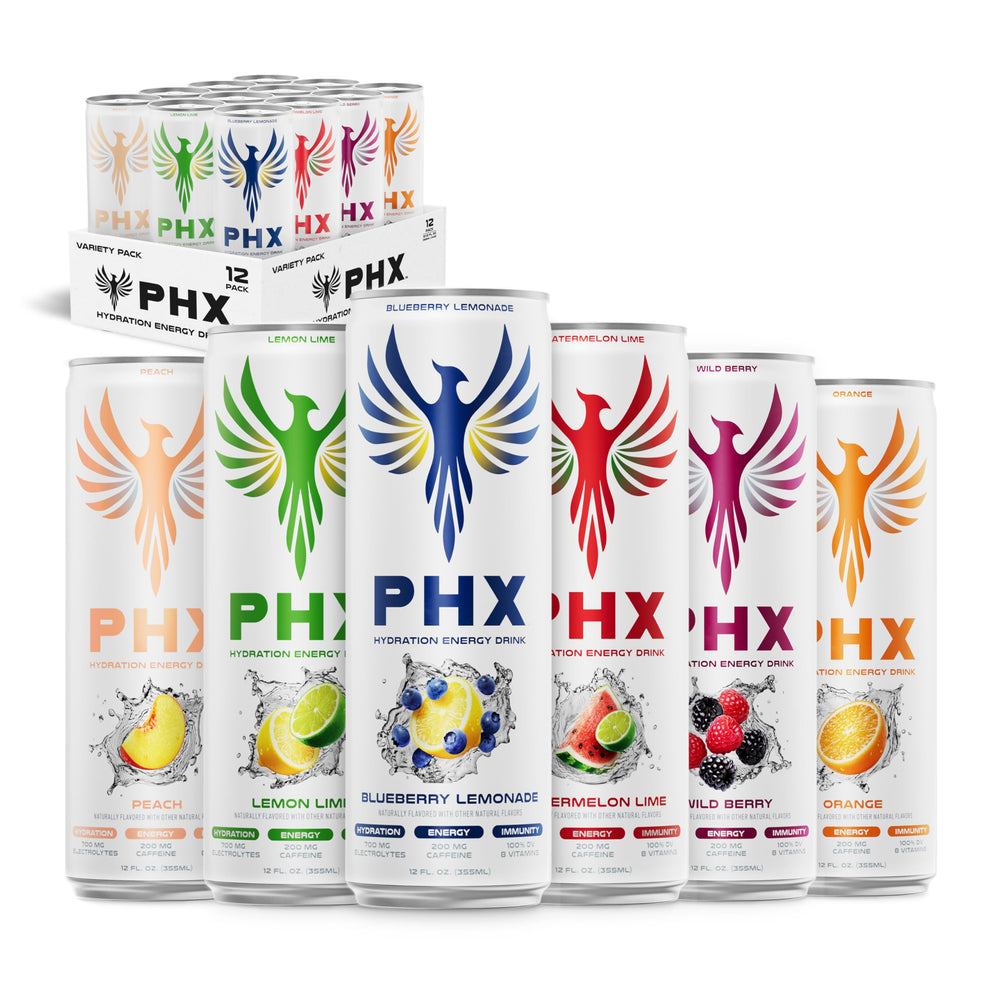 PHX front packaging showing variety pack and benefits for convenient choice