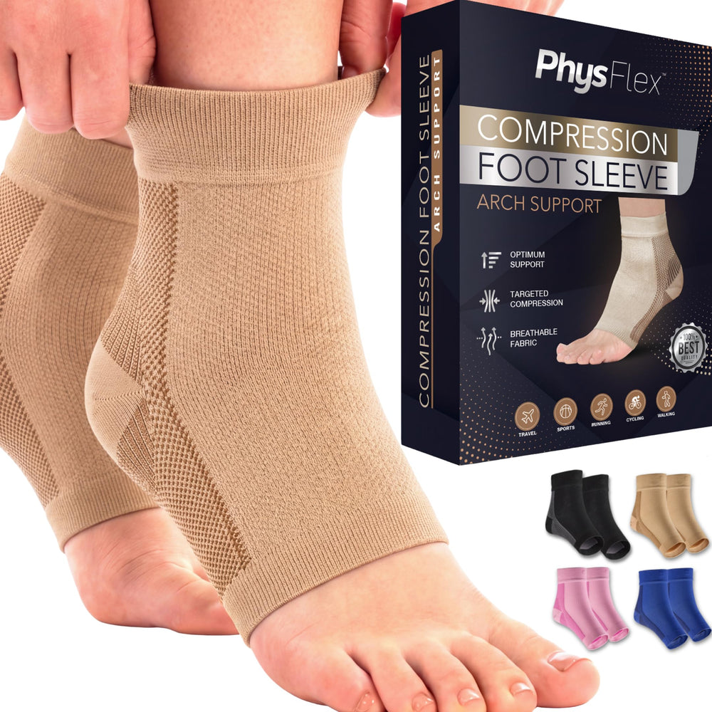 PhysFlex tobillera frontal mostrando diseño y compresión efectiva