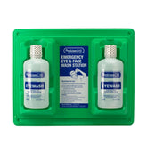 PhysiciansCare wall-mounted eyewash station visible and ready for emergencies