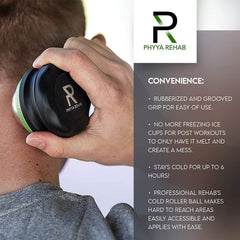 Phyya Rehab rodando bajo la planta del pie ofreciendo alivio y terapia fría localizada