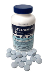 Pink Rhyme Steramine blue solution in bucket demonstrating visible mixing confirmation