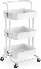Pipishell carrito 3 niveles vista frontal mostrando almacenamiento y diseño compacto