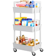Pipishell front view of white 3-tier cart showing clean storage and quick access benefit