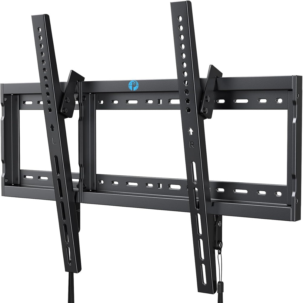 Pipishell vista frontal del soporte instalado con televisor, ahorro de espacio