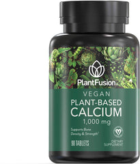 PlantFusion envase frontal mostrando 90 tabletas veganas y beneficios clave