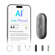 Plaud NotePin S front view showing sleek black device and matte finish for professional look