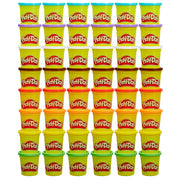 Play-Doh front of pack showing 48 cans and colorful labels, Play-Doh supply ready for classrooms