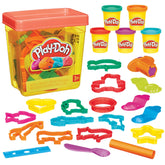 Play‑Doh vista frontal del contenedor con tapa, organización práctica