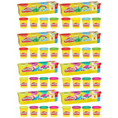 Play‑Doh paquete frontal mostrando 32 latas y colores vivos, ideal para creatividad