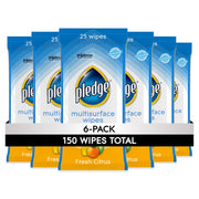 Pledge tub front label showing brand and citrus scent, clear shelf appeal