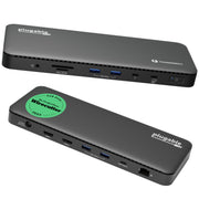 Plugable dock front view showing clean layout and easy desktop connectivity benefits
