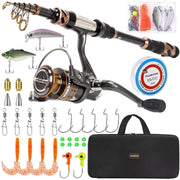 PLUSINNO vista frontal del kit completo listo para pesca