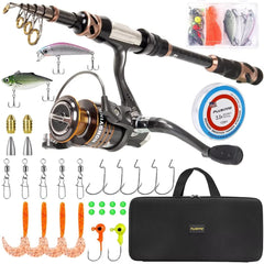 PLUSINNO vista frontal del kit completo listo para pesca