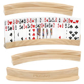 plusvivo front view of four wooden card holders showing neat storage and easy access