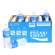 Pocari Sweat front packaging showing 24-bottle case and easy storage benefit