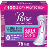 Poise empaque frontal Ultra Thin 6 Drop mostrando cantidad y beneficio discreto